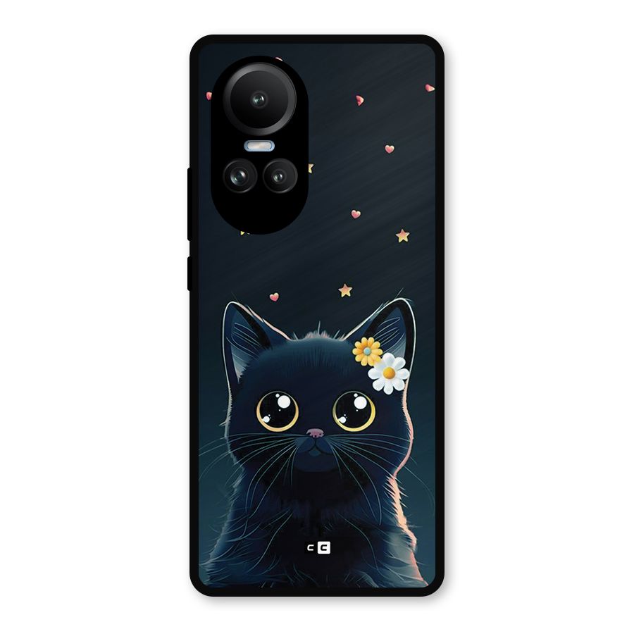 Cat With Flowers Metal Back Case for Oppo Reno10 Pro