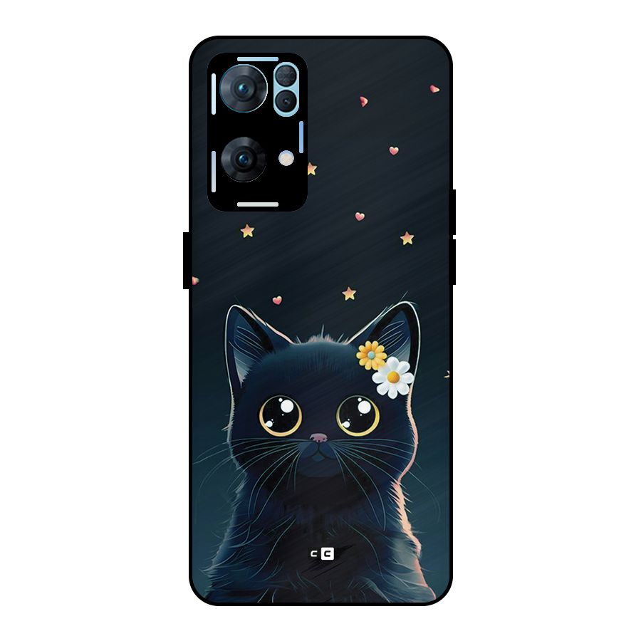 Cat With Flowers Metal Back Case for Oppo Reno7 Pro 5G