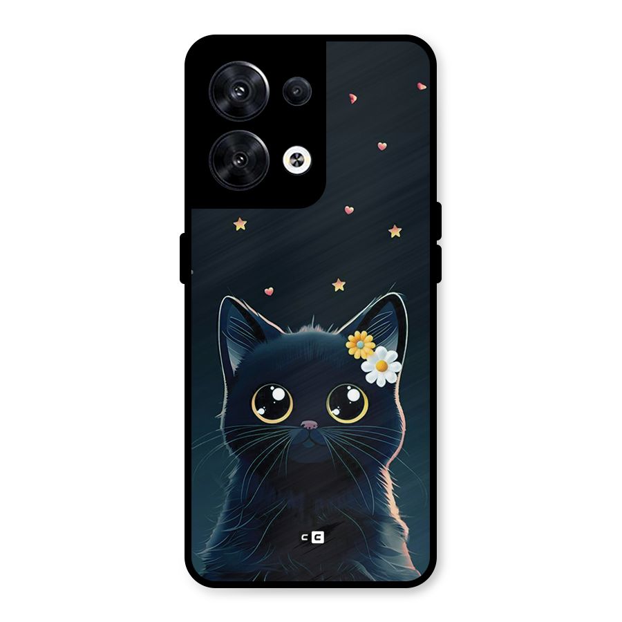 Cat With Flowers Metal Back Case for Oppo Reno8 5G
