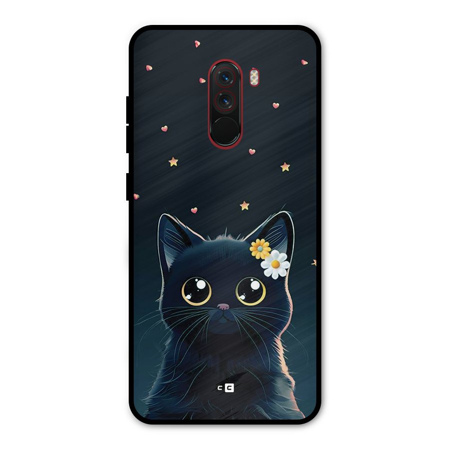 Cat With Flowers Metal Back Case for Poco F1