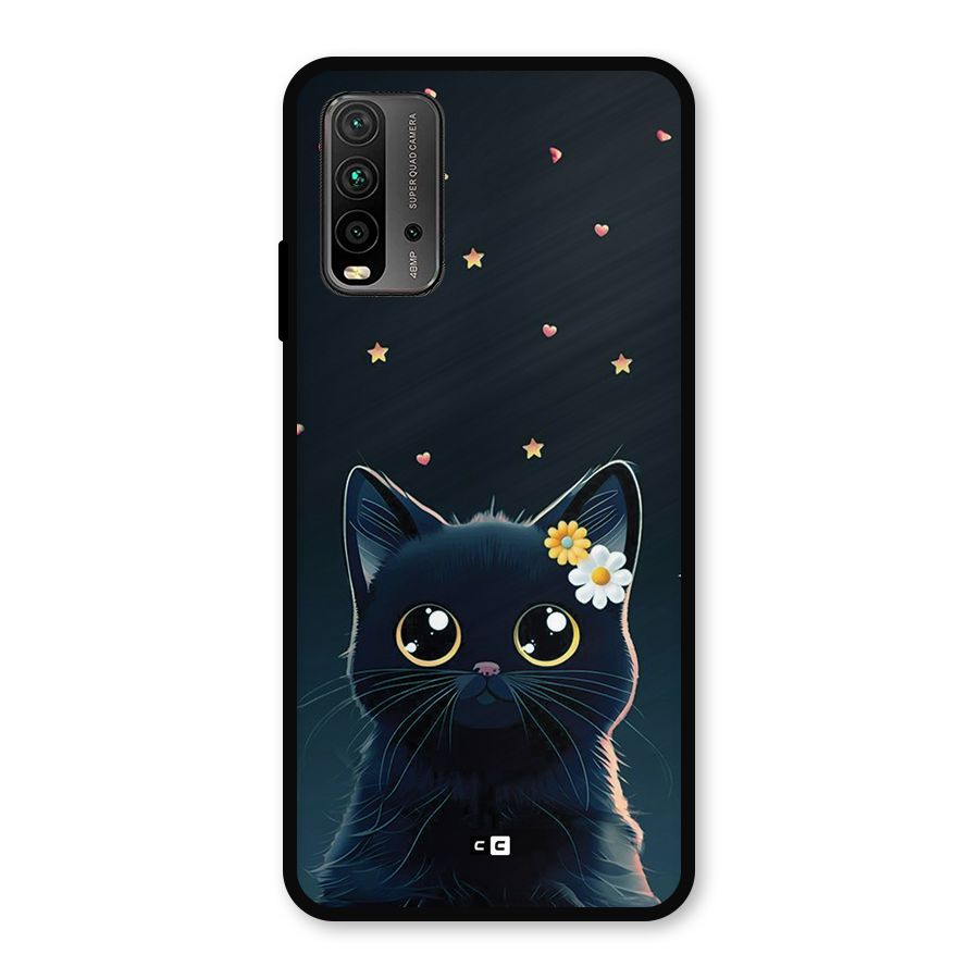 Cat With Flowers Metal Back Case for Redmi 9 Power
