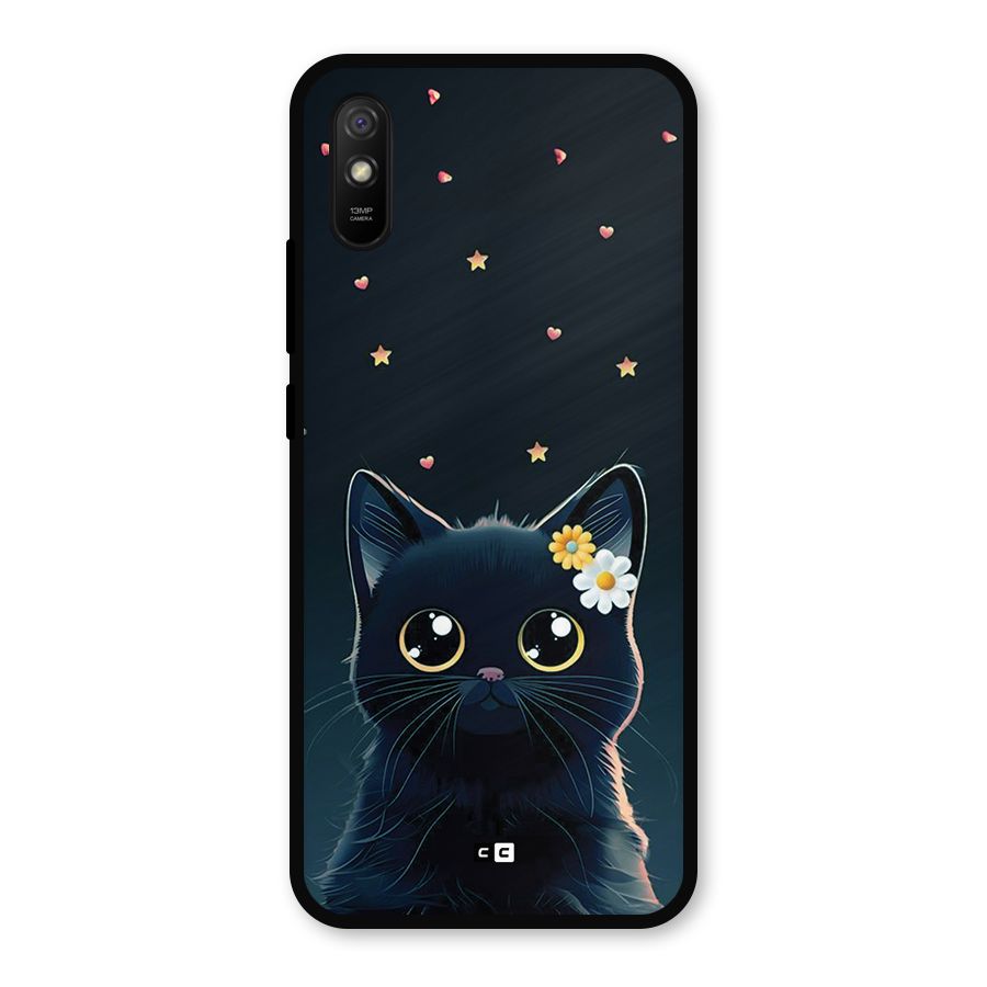 Cat With Flowers Metal Back Case for Redmi 9a