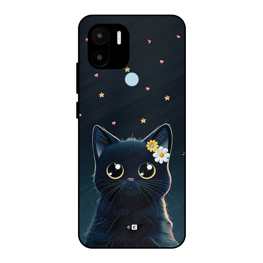 Cat With Flowers Metal Back Case for Redmi A2 Plus