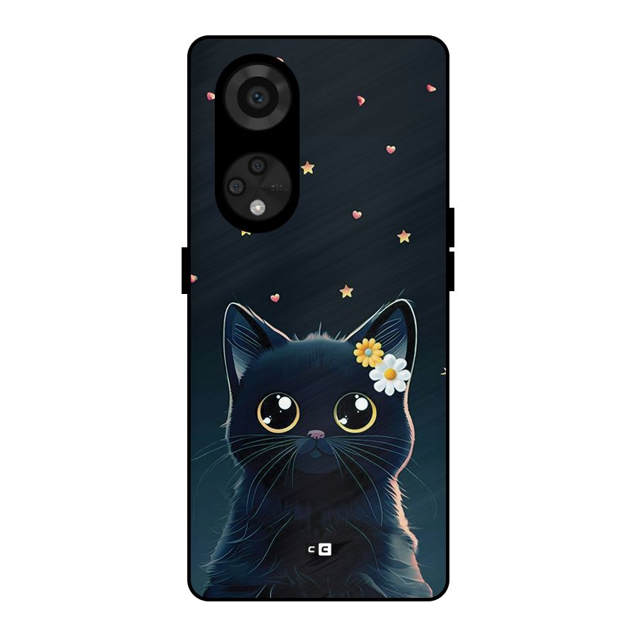 Cat With Flowers Metal Back Case for Reno8 T 5G