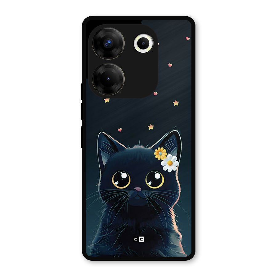 Cat With Flowers Metal Back Case for Tecno Camon 20