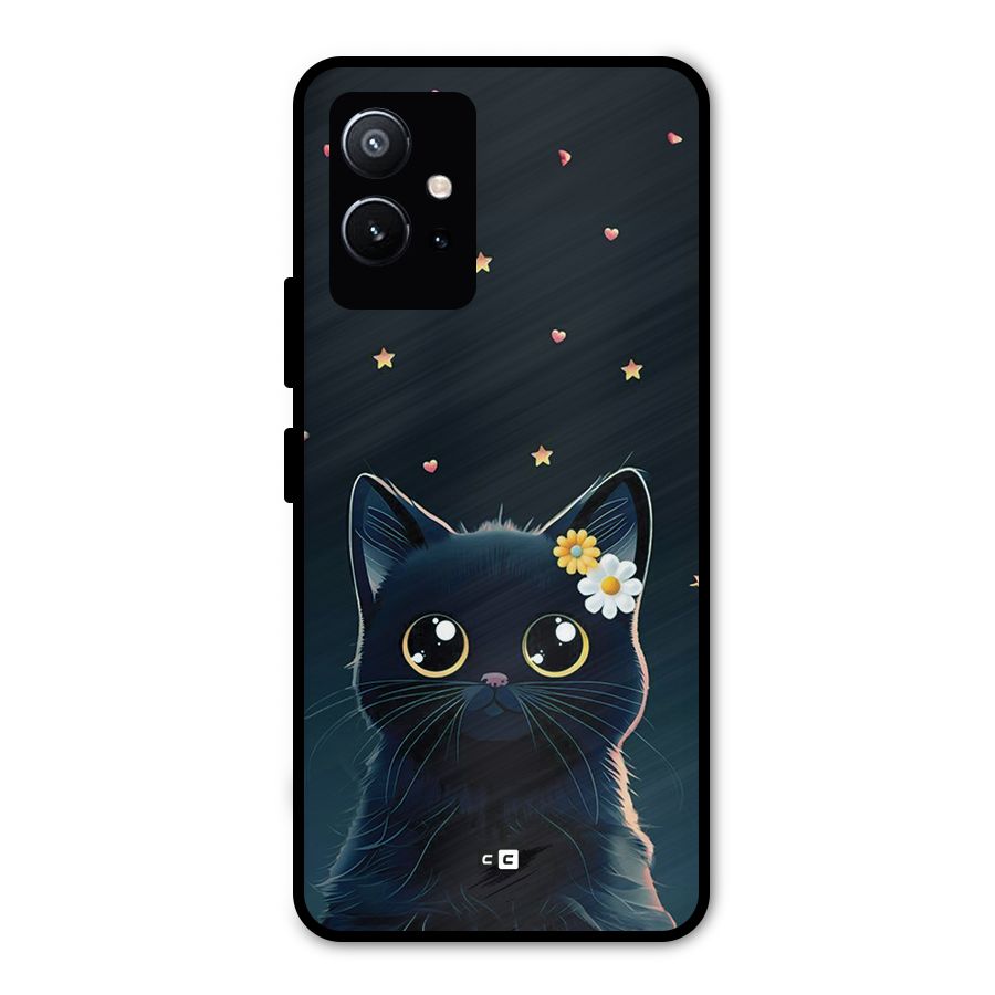Cat With Flowers Metal Back Case for Vivo T1 5G