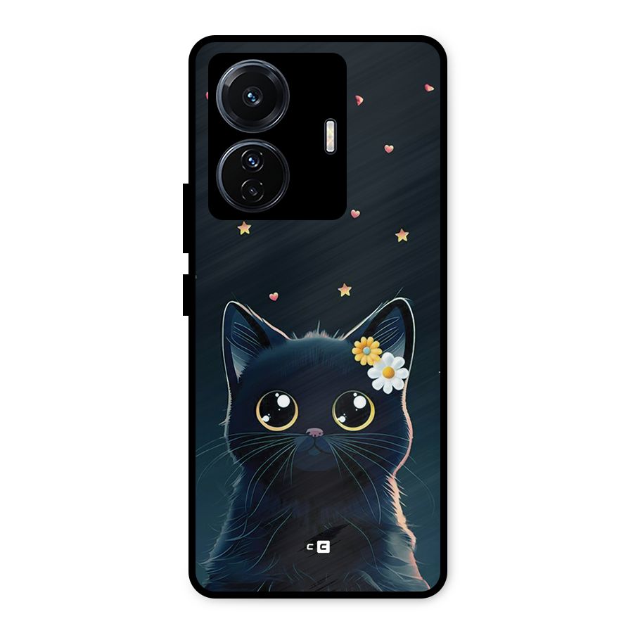 Cat With Flowers Metal Back Case for Vivo T1 Pro