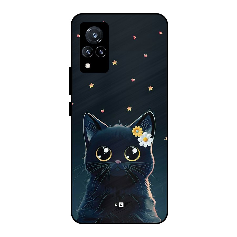 Cat With Flowers Metal Back Case for Vivo V21 5G
