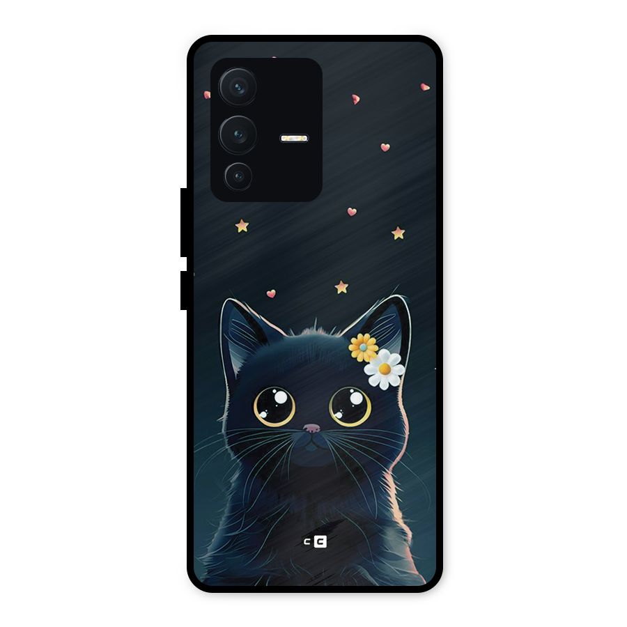 Cat With Flowers Metal Back Case for Vivo V23 5G