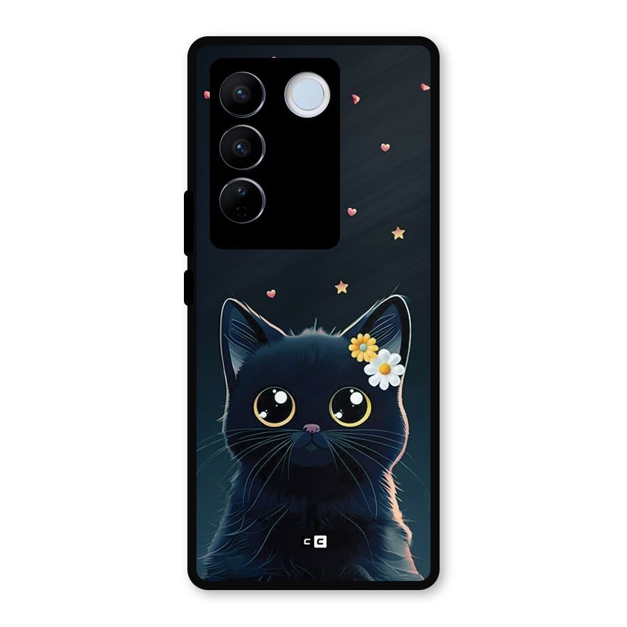 Cat With Flowers Metal Back Case for Vivo V27