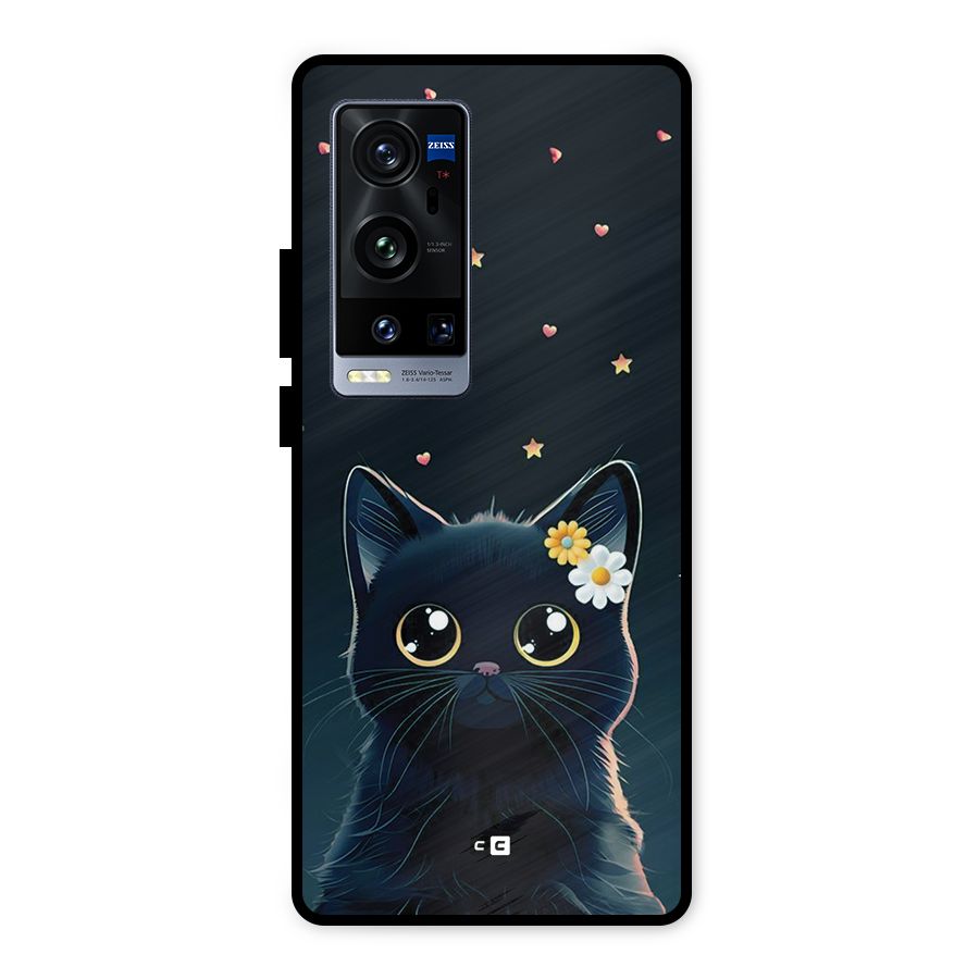 Cat With Flowers Metal Back Case for Vivo X60 Pro Plus