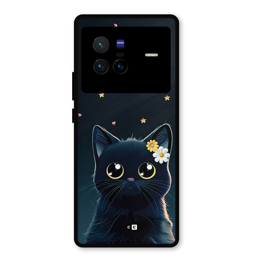 Cat With Flowers Metal Back Case for Vivo X80
