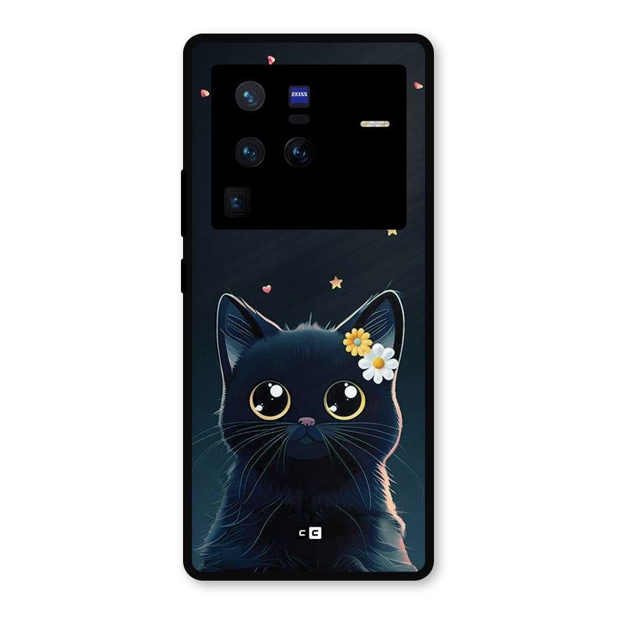 Cat With Flowers Metal Back Case for Vivo X80 Pro