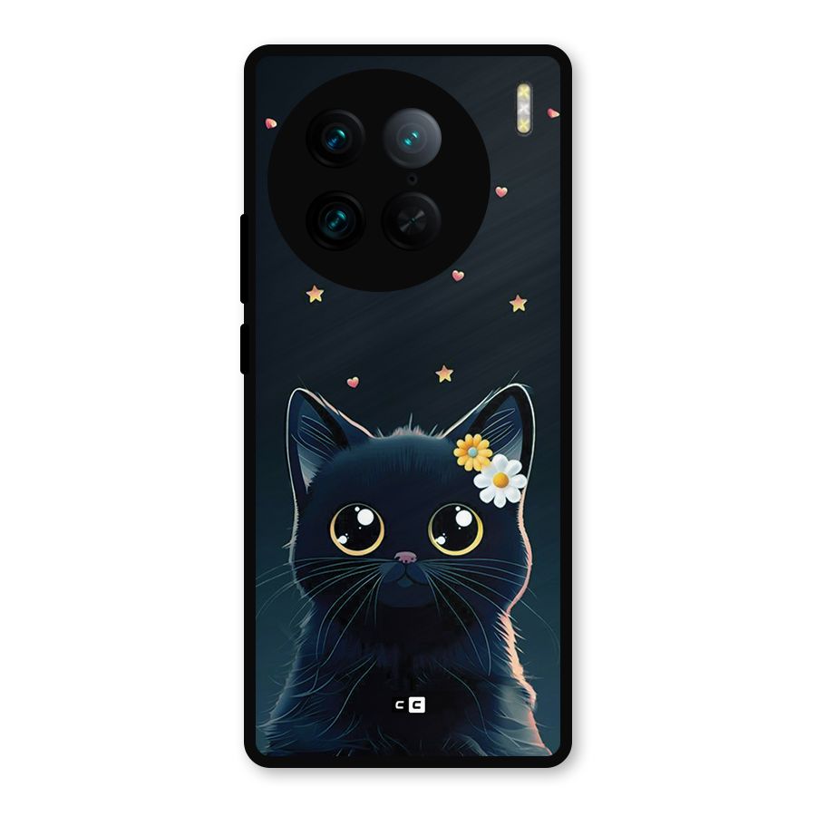 Cat With Flowers Metal Back Case for Vivo X90 Pro