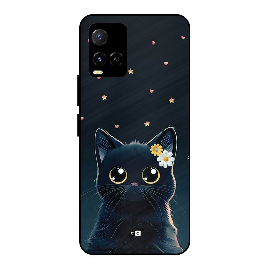 Cat With Flowers Metal Back Case for Vivo Y21G