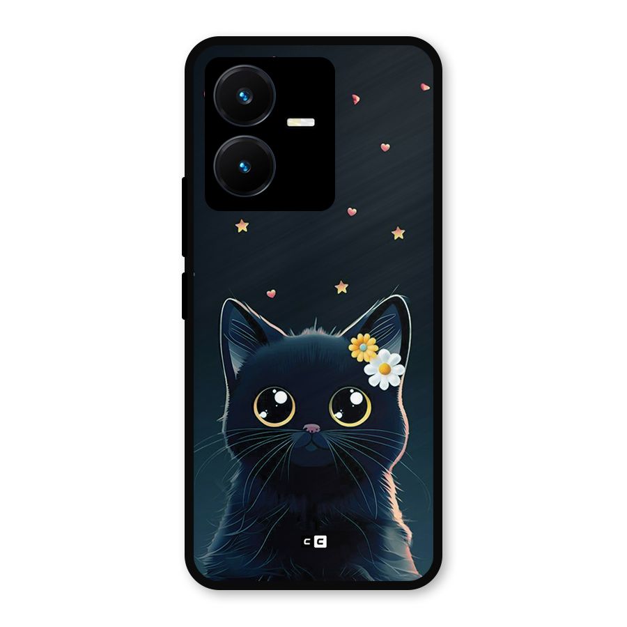 Cat With Flowers Metal Back Case for Vivo Y22