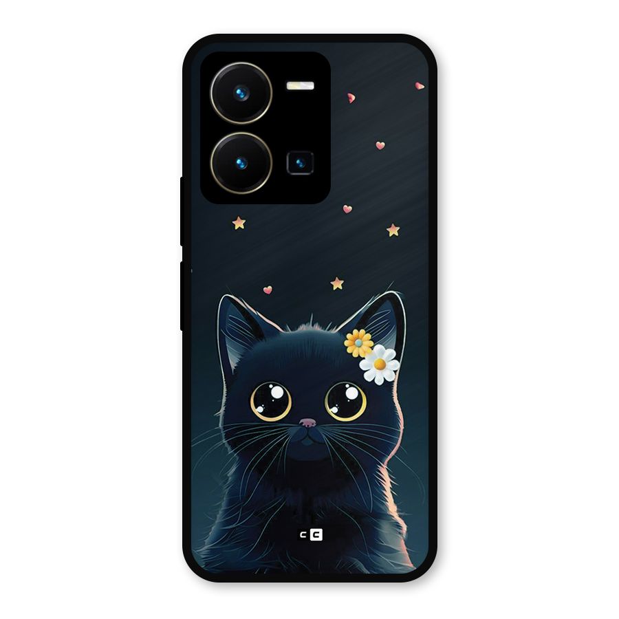 Cat With Flowers Metal Back Case for Vivo Y35