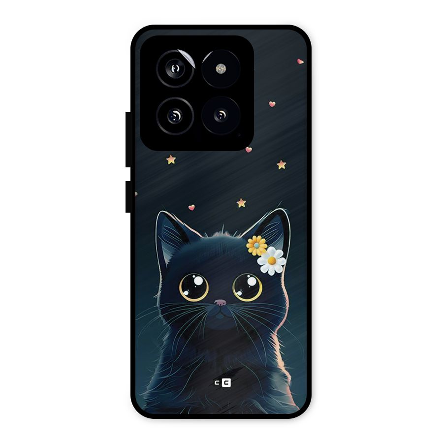 Cat With Flowers Metal Back Case for Xiaomi 14