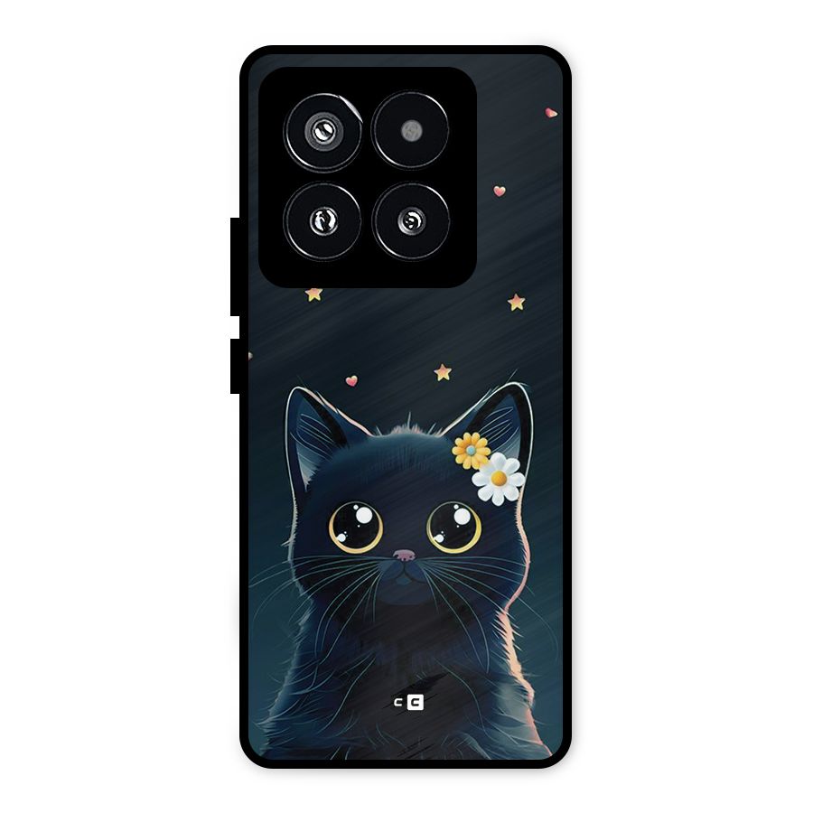 Cat With Flowers Metal Back Case for Xiaomi 14 Pro
