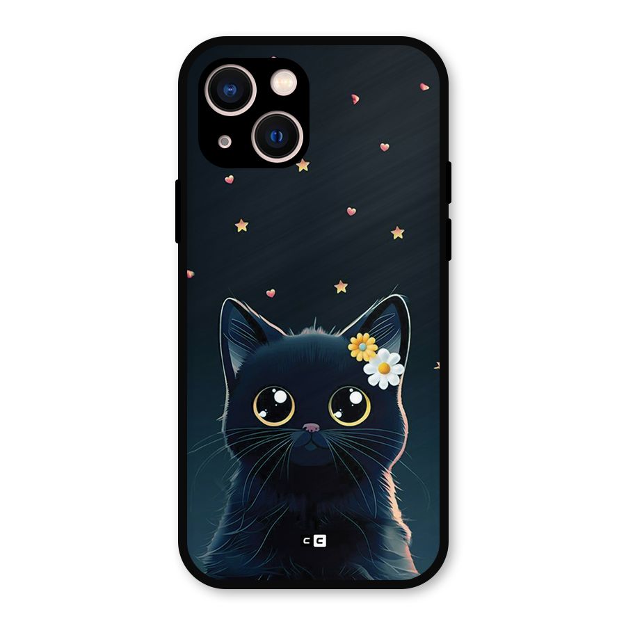 Cat With Flowers Metal Back Case for iPhone 13