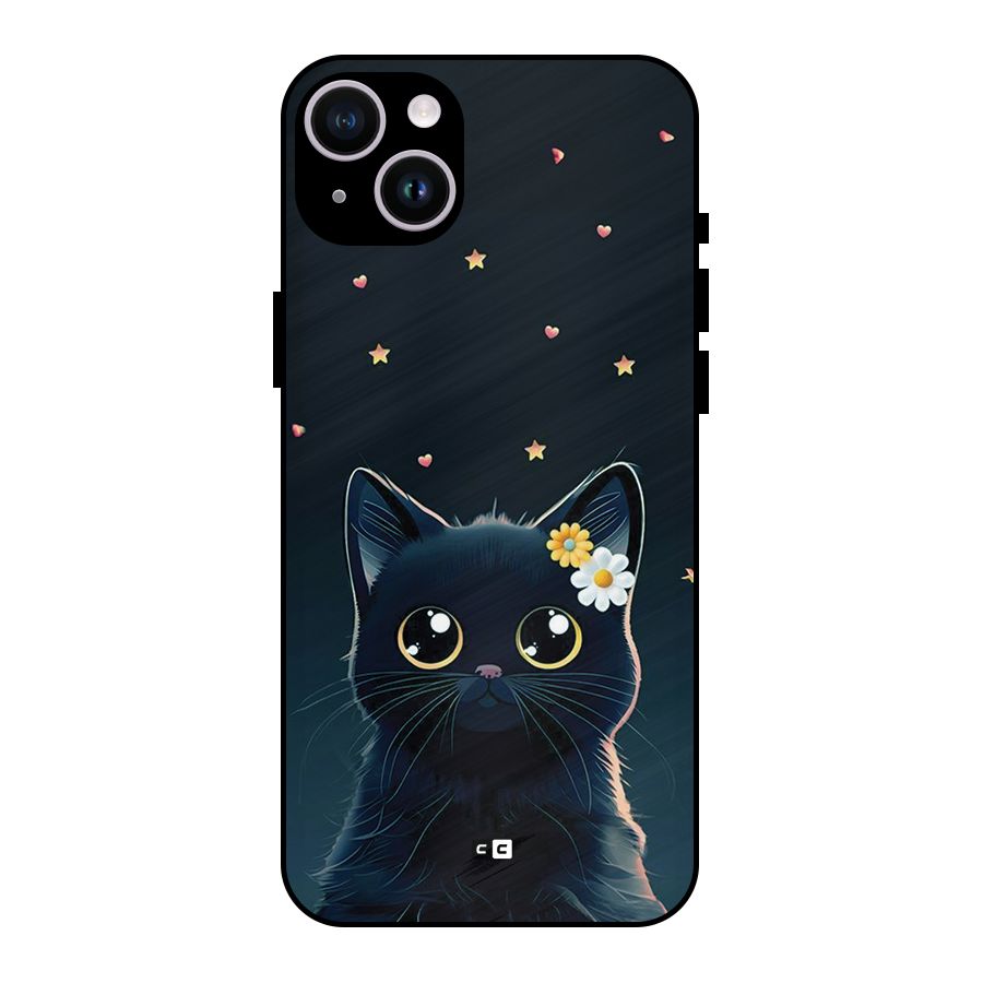 Cat With Flowers Metal Back Case for iPhone 14 Plus