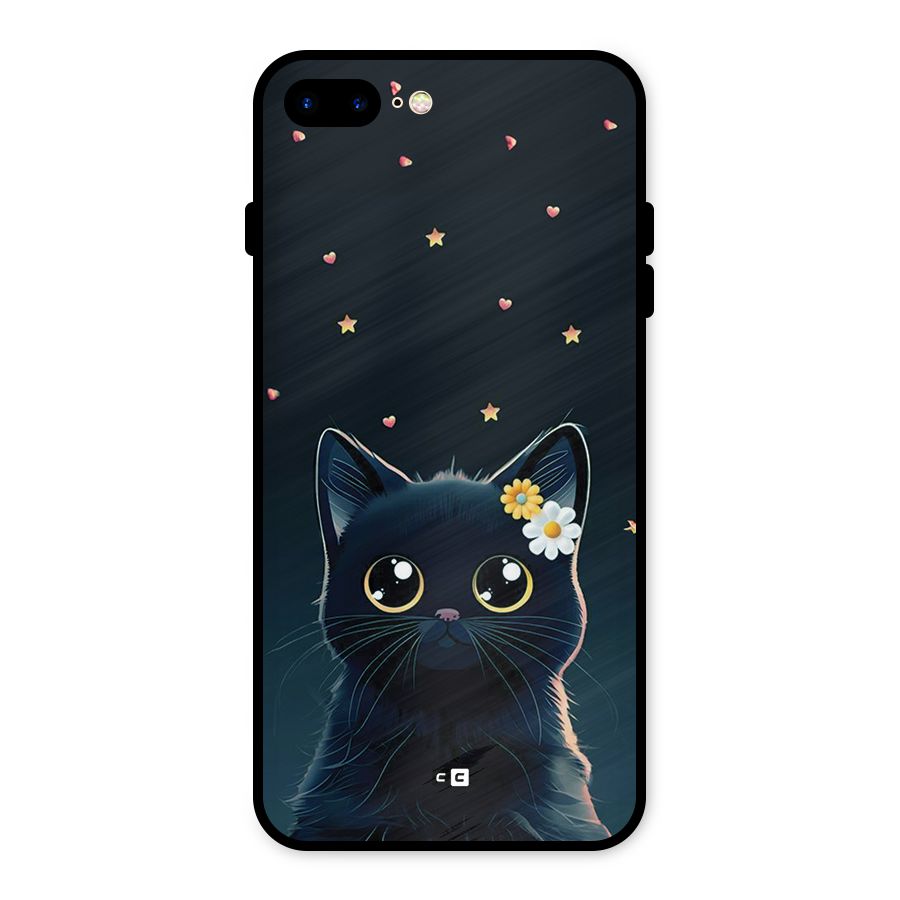Cat With Flowers Metal Back Case for iPhone 7 Plus