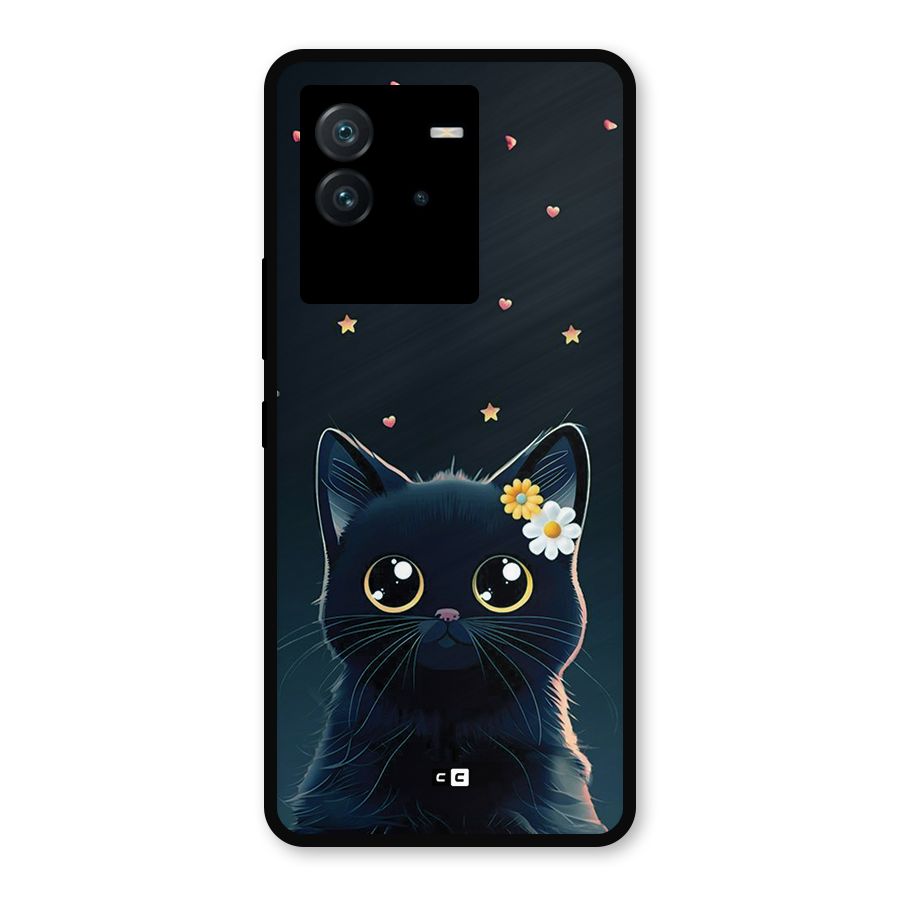 Cat With Flowers Metal Back Case for iQOO Neo 6 5G