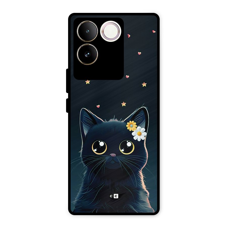Cat With Flowers Metal Back Case for iQOO Z7 Pro