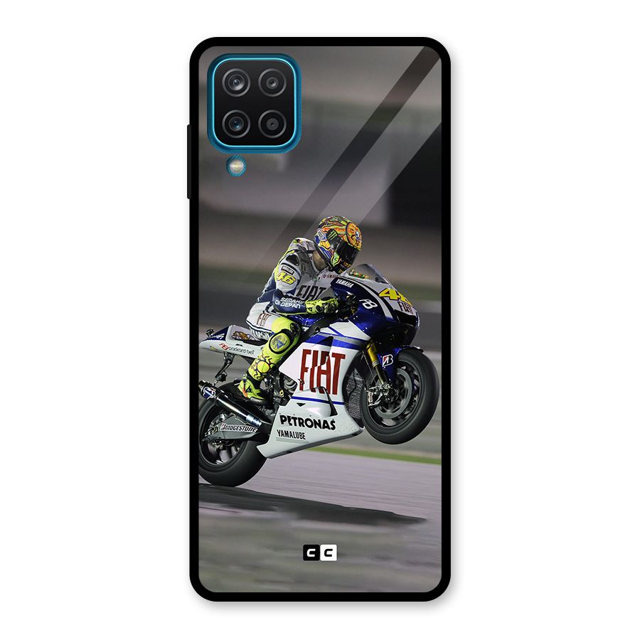 Champion Biker Glass Back Case for Galaxy A12