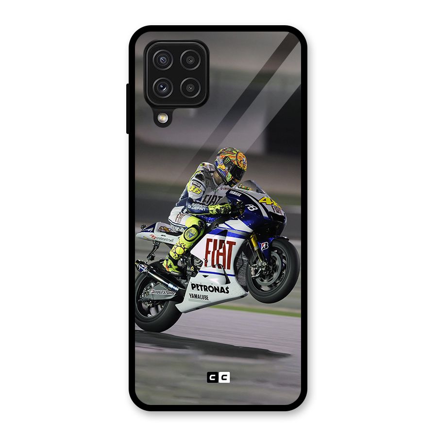 Champion Biker Glass Back Case for Galaxy A22 4G