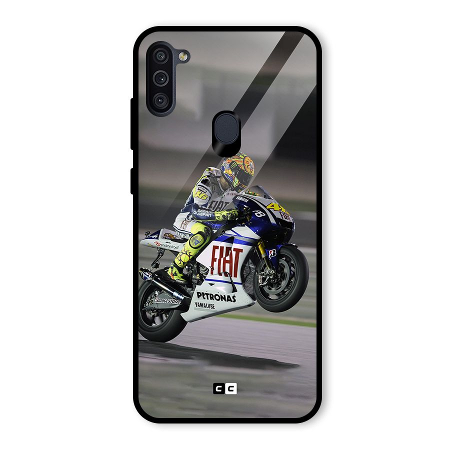 Champion Biker Glass Back Case for Galaxy M11