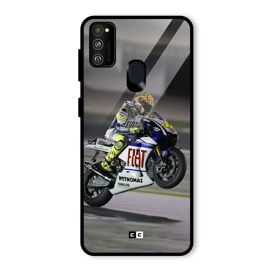 Champion Biker Glass Back Case for Galaxy M30s