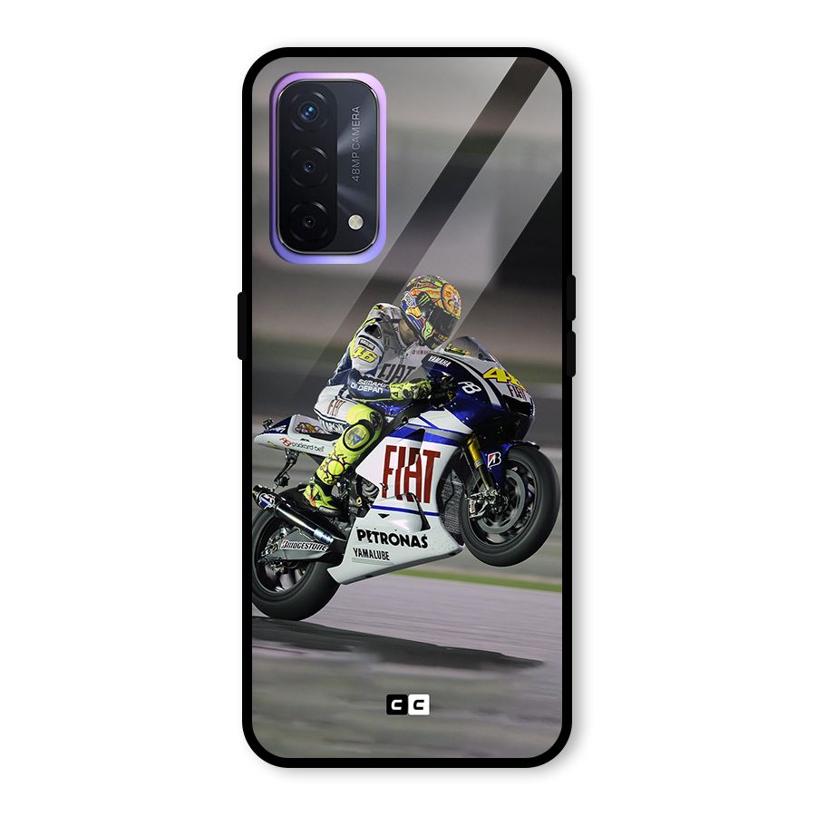 Champion Biker Glass Back Case for Oppo A74 5G