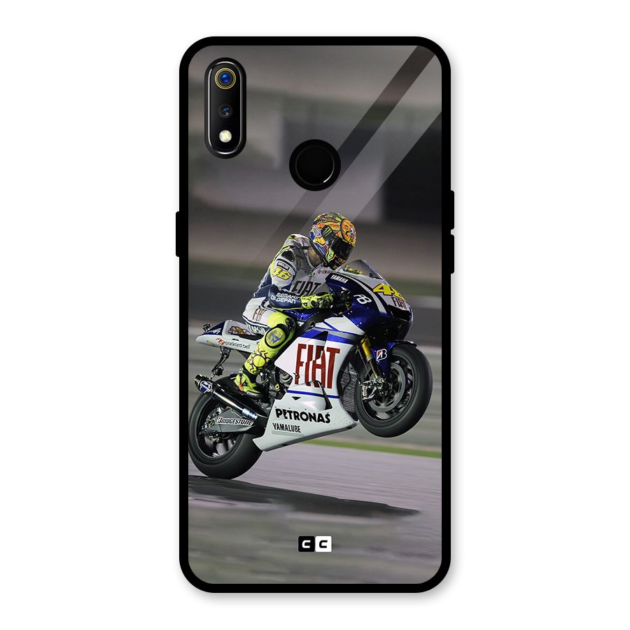 Champion Biker Glass Back Case for Realme 3i
