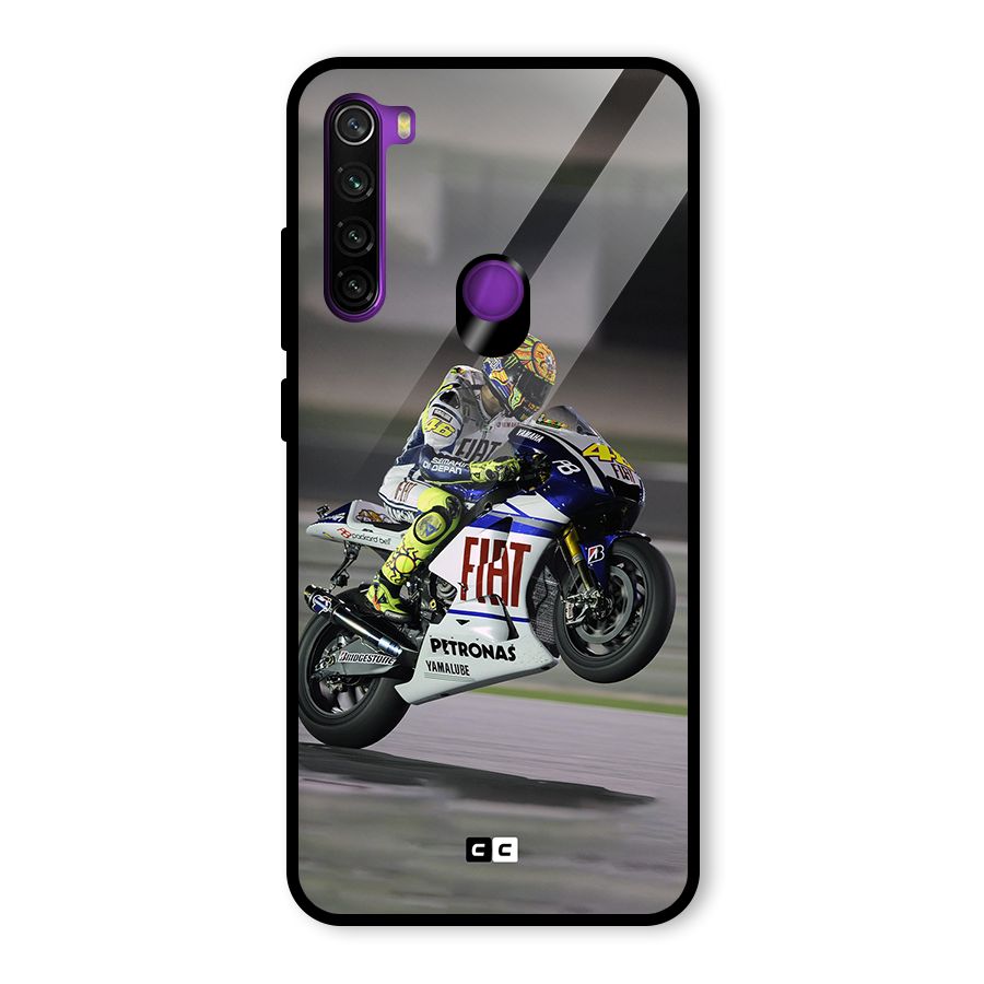 Champion Biker Glass Back Case for Redmi Note 8