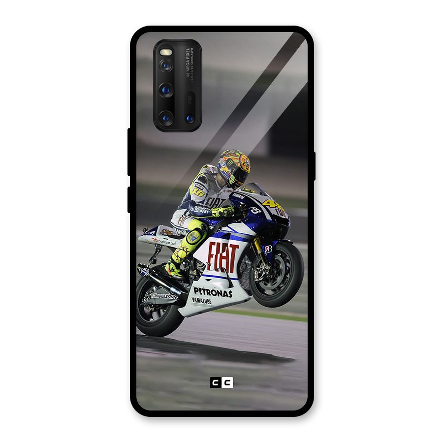 Champion Biker Glass Back Case for Vivo iQOO 3