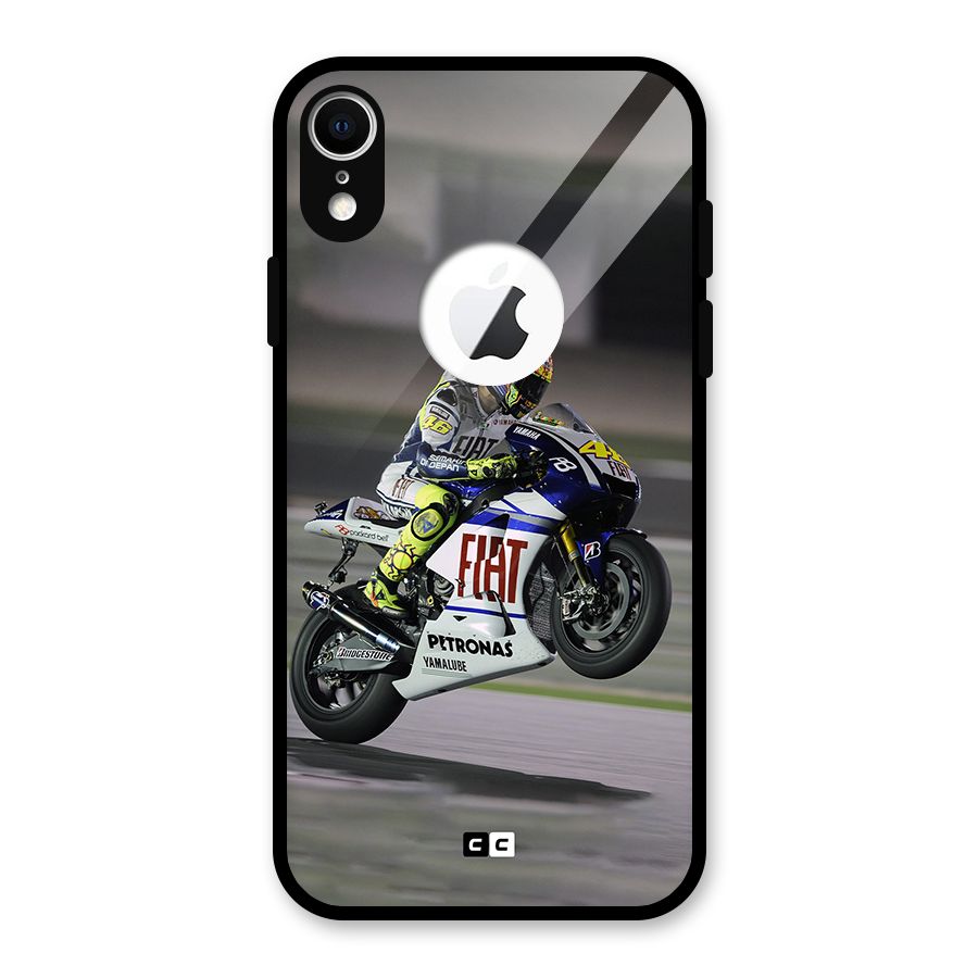 Champion Biker Glass Back Case for iPhone XR Logo Cut