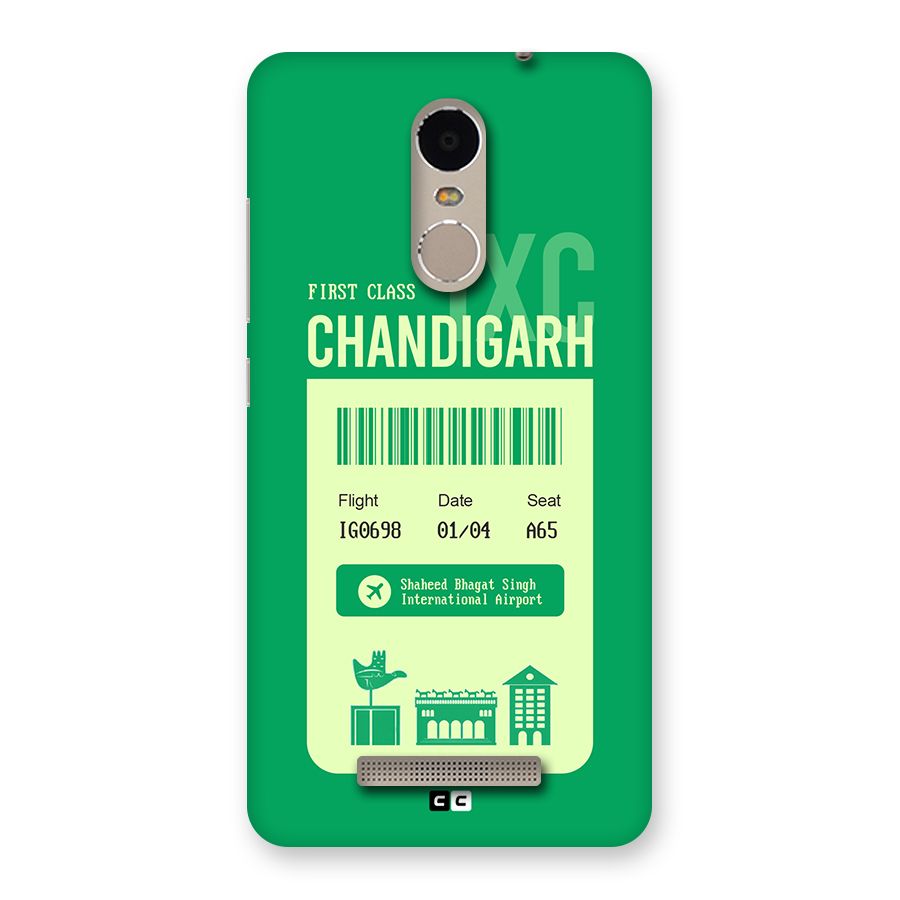Chandigarh Boarding Pass Back Case for Redmi Note 3