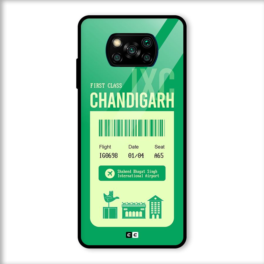 Chandigarh Boarding Pass Glass Back Case for Poco X3