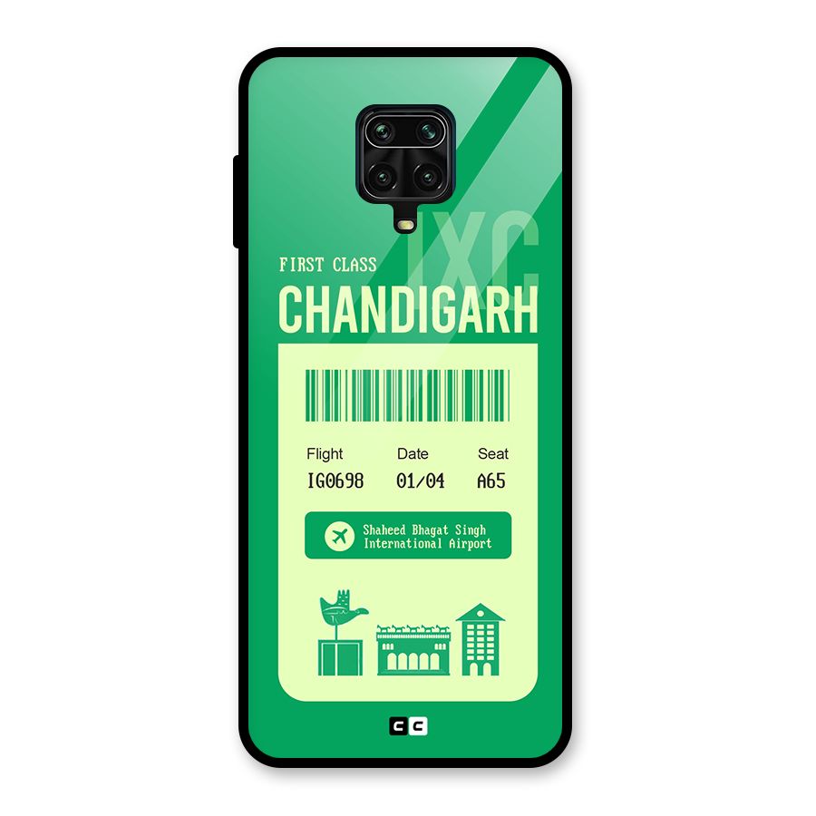 Chandigarh Boarding Pass Glass Back Case for Redmi Note 9 Pro