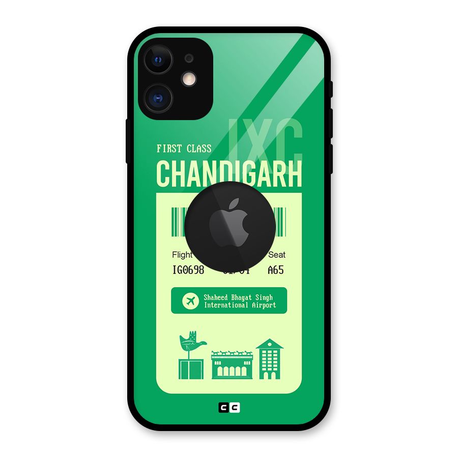 Chandigarh Boarding Pass Glass Back Case for iPhone 11 Logo Cut