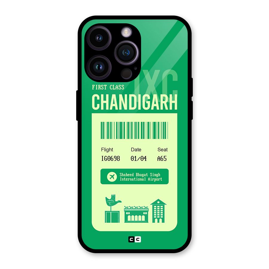 Chandigarh Boarding Pass Glass Back Case for iPhone 14 Pro Max