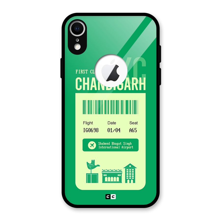 Chandigarh Boarding Pass Glass Back Case for iPhone XR Logo Cut