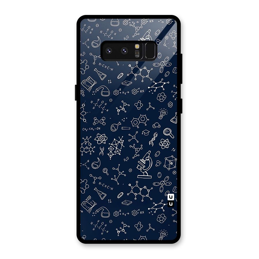 Chemistry Doodle Art Glass Back Case for Galaxy Note 8
