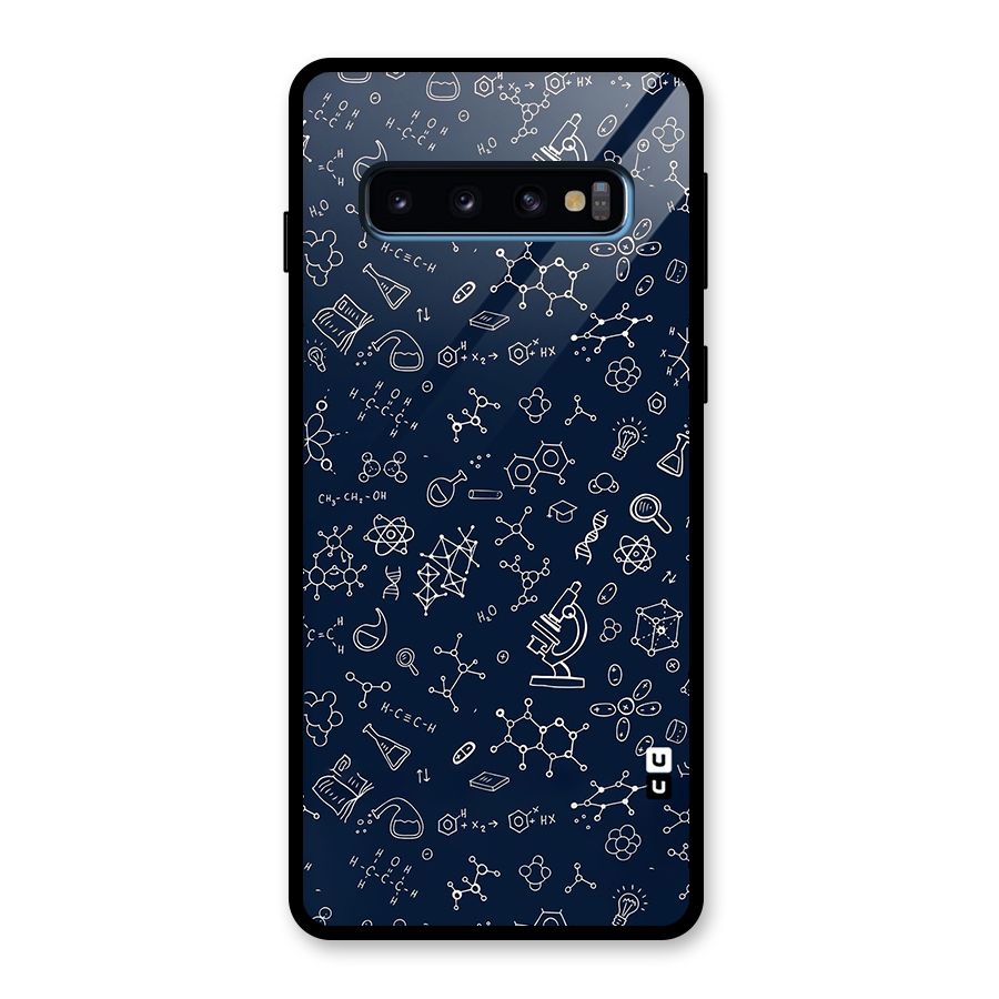 Chemistry Doodle Art Glass Back Case for Galaxy S10