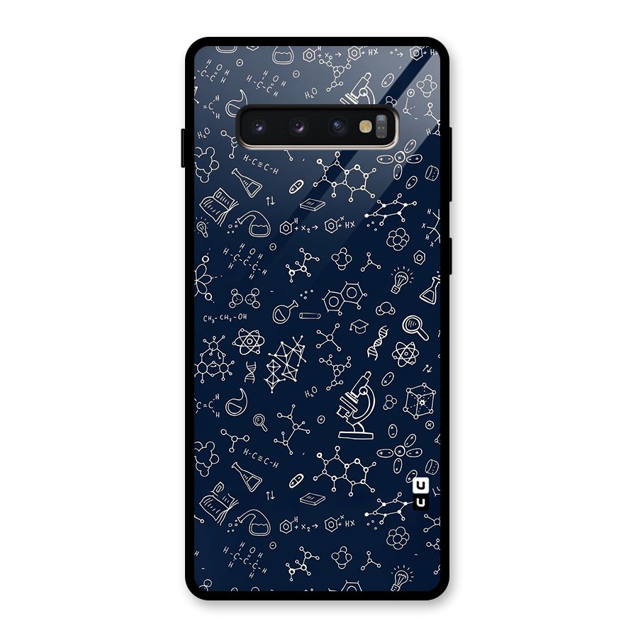 Chemistry Doodle Art Glass Back Case for Galaxy S10 Plus