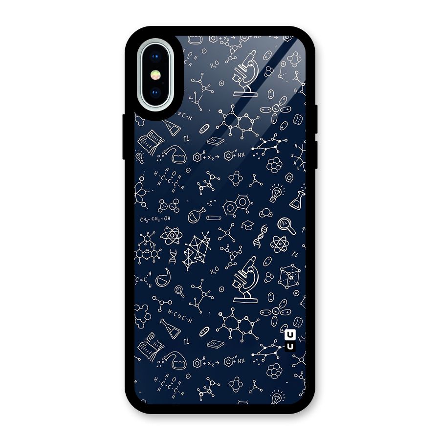 Chemistry Doodle Art Glass Back Case for iPhone X