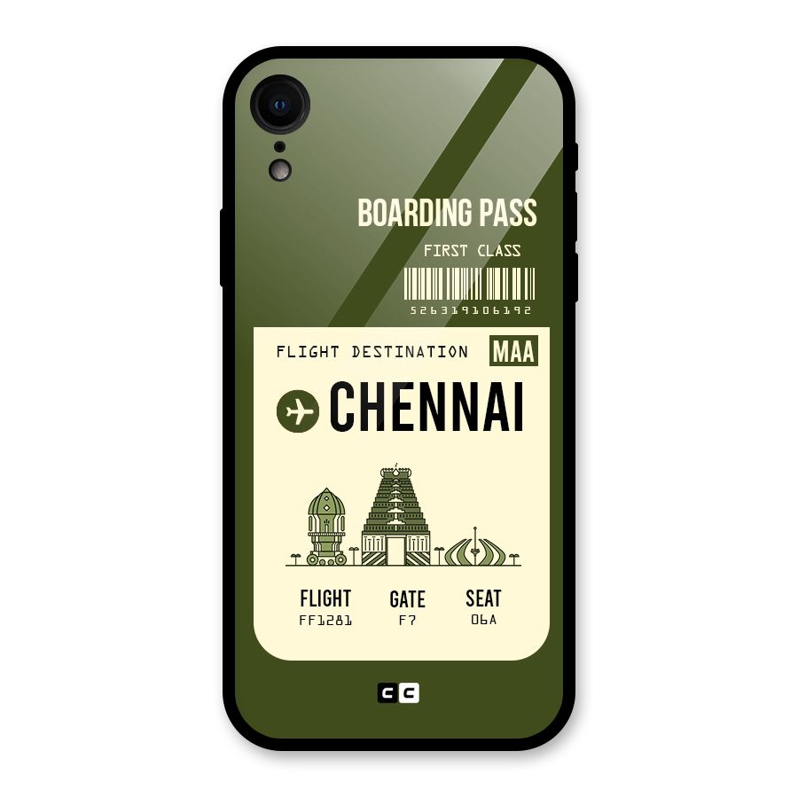 Chennai Boarding Pass Glass Back Case for iPhone XR