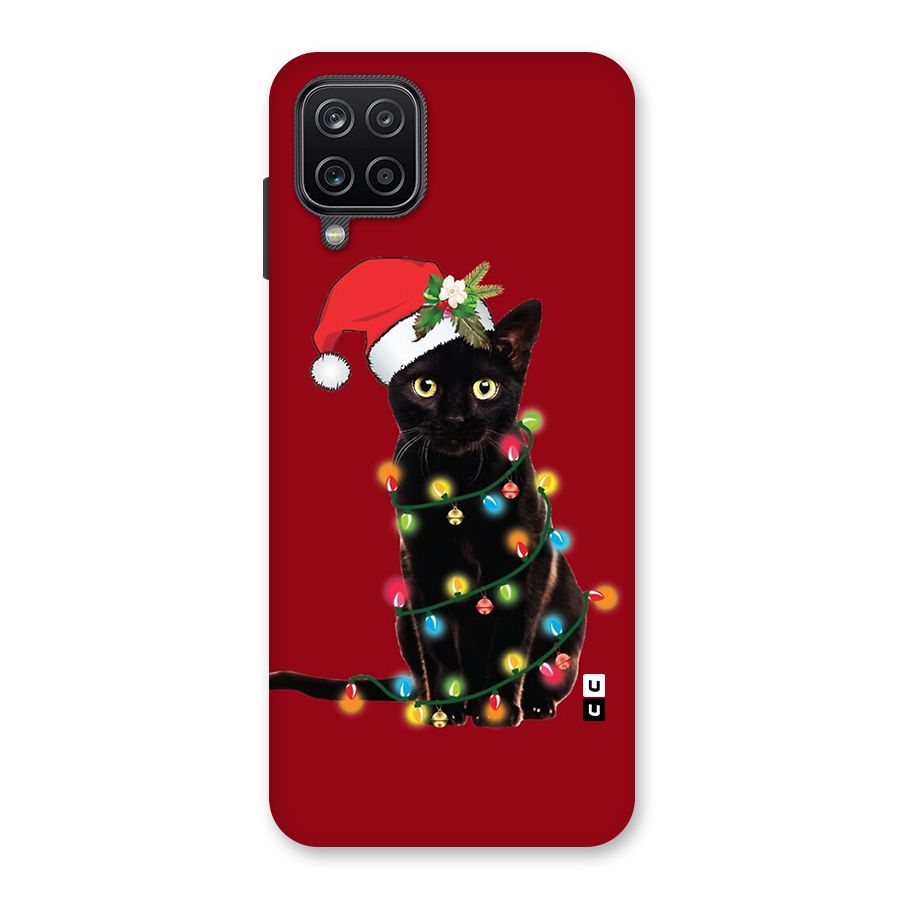 Christmas Cap Cat Back Case for Galaxy A12