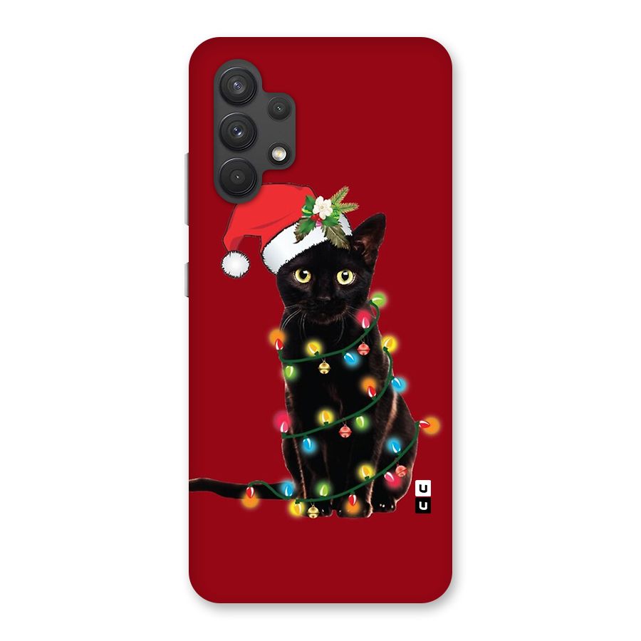Christmas Cap Cat Back Case for Galaxy A32